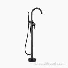 Filler Faucet da bagno in piedi da pavimento nero opaco